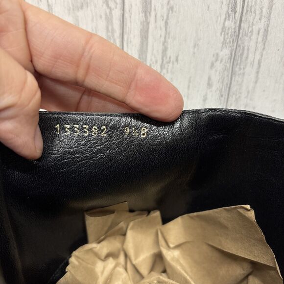 Womens Size 9.5 Gucci Black Leather Riding Boots Bamboo Gold Charm - Picture 3 of 16
